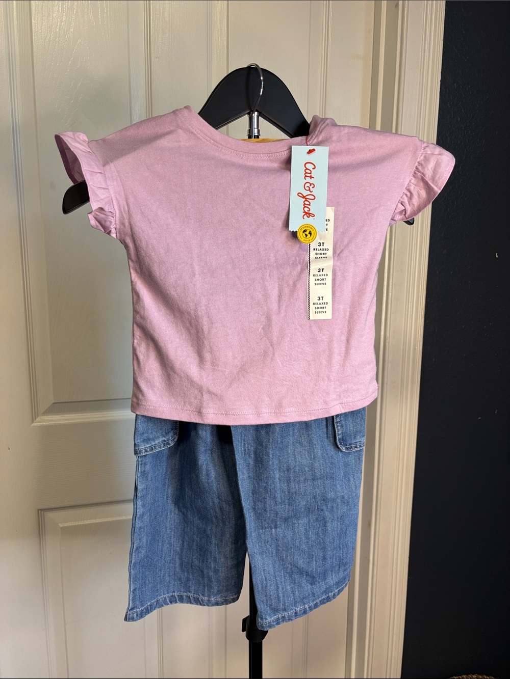Cat & Jack Light Pink Ruffle Sleeve Tee